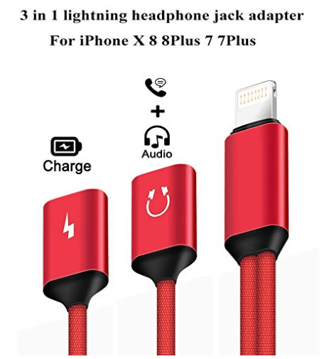 iPhone Adapter, Lightning to Lightning Headphone Jack Adapter 3 in 1 with Chargi